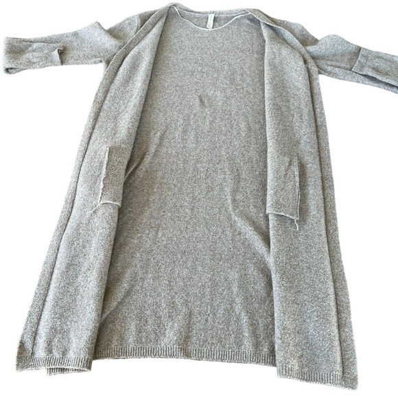 Nap Loungewear Relaxed Fit Long Cardigan Beige Open Front Pockets Cozy Warm Smll - Picture 6 of 15